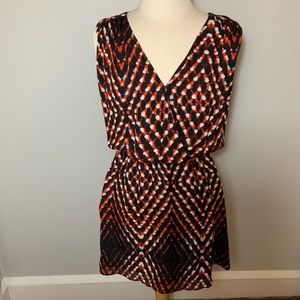 Parker silk pattern v-neck dress